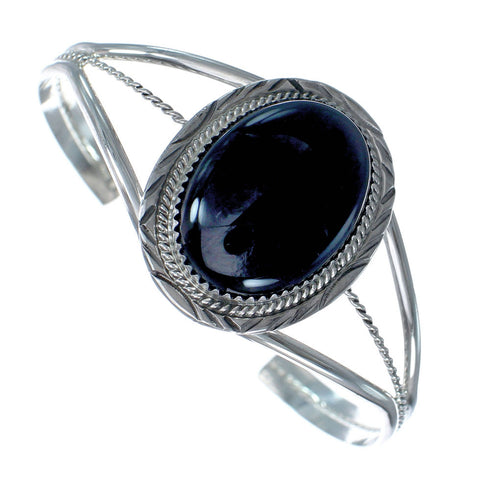 Onyx Authentic Sterling Silver Navajo Cuff Bracelet X11452